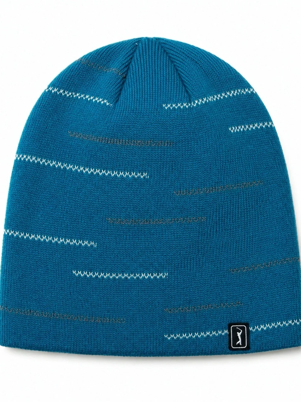 PGA Tour Teal Blue Knit Beanie with White Accent Stitches